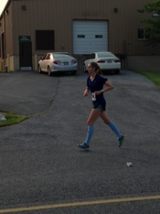 It looks like I'm walking (I'm not).  Long legs + trying not to push my pace too hard = short stride and awkward photo.